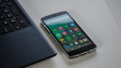 Black Android Smartphone Near Laptop