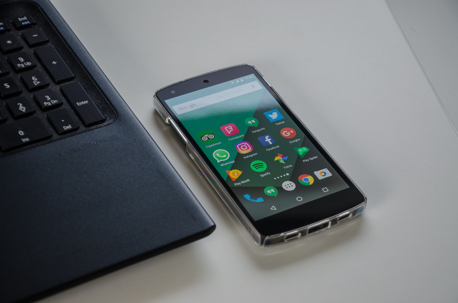 Black Android Smartphone Near Laptop